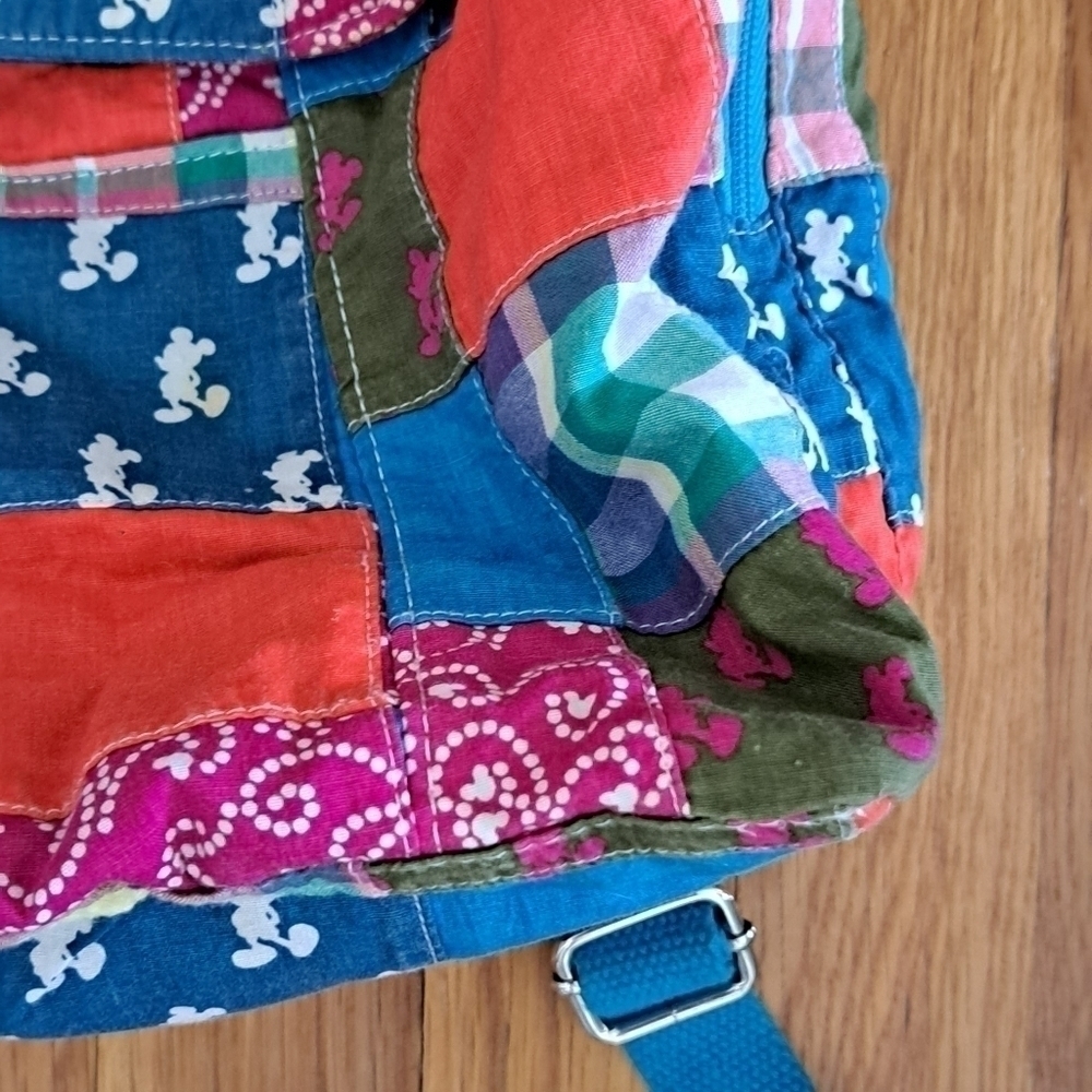 Authentic Disney Parks Backpack Madras Plaid Quilted Fabric 12" x 11" x 4" - Picture 5 of 15